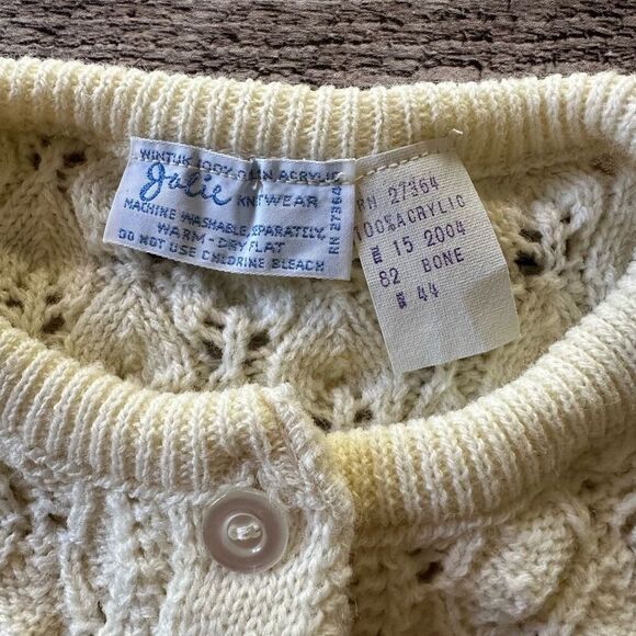 Vintage Mid Century 1960s Jolie Knitwear Popcorn Knit Acrylic Button Up Cardigan - Picture 6 of 6